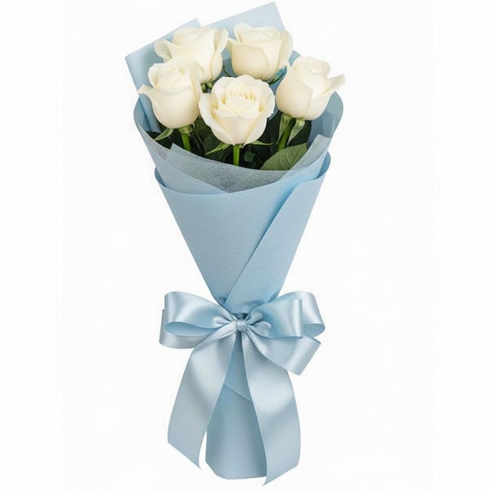 Букет 5 Белых роз Проуд в Красном Сулине