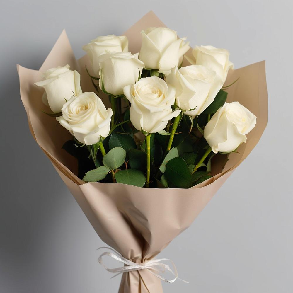Букет 9 Белых роз Эдлесс Лав в Красном Сулине