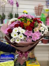 Букет цветов из:  Розы, Хризантемы и Альстромерии #REPLACE_PRED# Красном Сулине