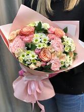 Букет цветов из:  Гвоздики, Розы и Хризантемы #REPLACE_PRED# Красном Сулине