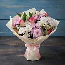 Букет цветов из:  Хризантемы, Альстромерии и Розы в Красном Сулине