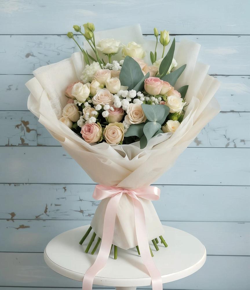 Букет цветов из: Розы и Лизиантусы в Красном Сулине