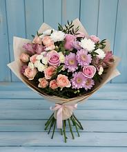 Букет цветов из:  Хризантемы, Розы и Альстромерии в Красном Сулине