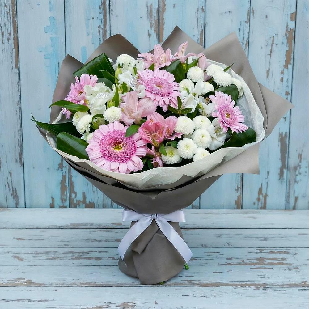 Букет цветов из: Герберы, Альстромерии и Хризантемы в Красном Сулине